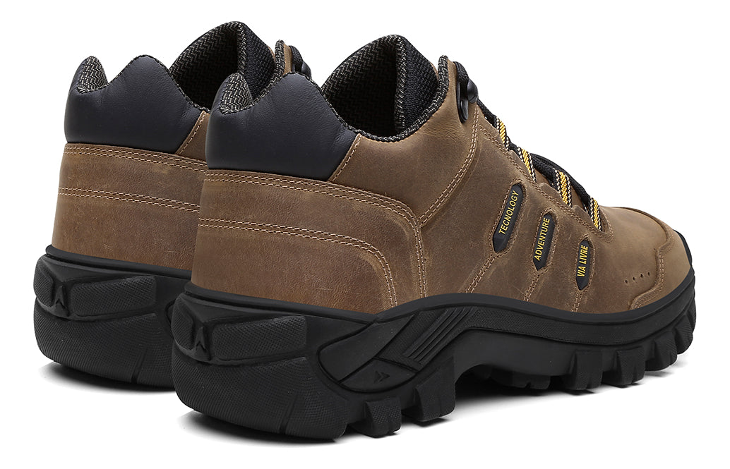 Coturno Tênis Masculino Em Couro Genuíno Biqueira Pvc C/ C.a