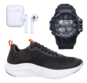 Kit Tênis Masculino Caminhada + Relógio + Fone Bluetooth