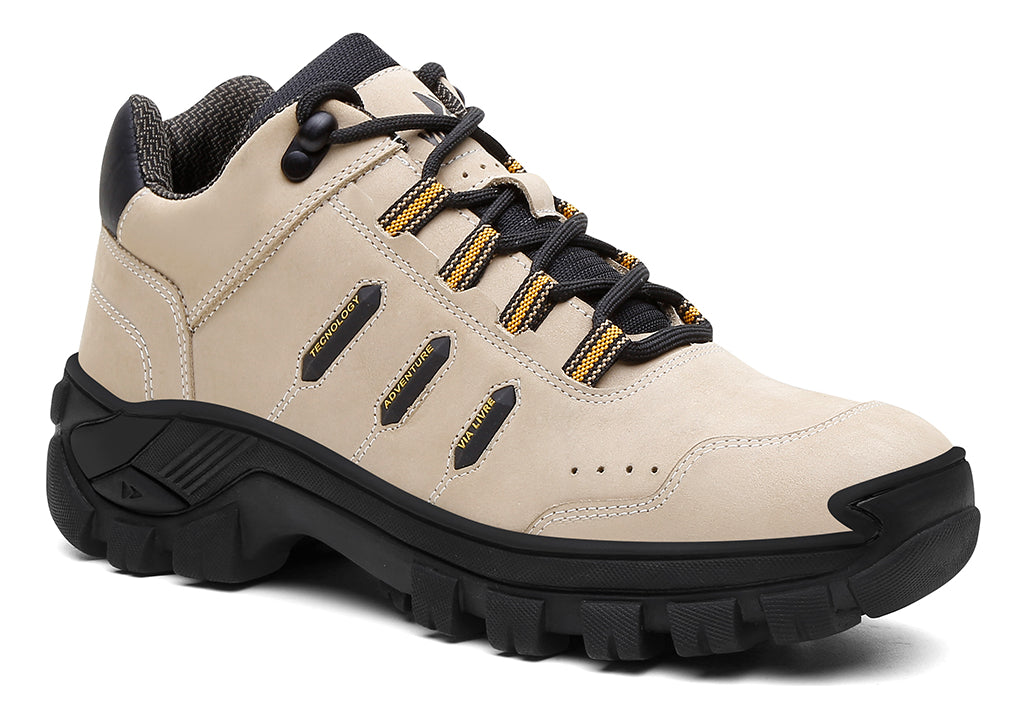 Coturno Tênis Masculino Em Couro Genuíno Biqueira Pvc C/ C.a