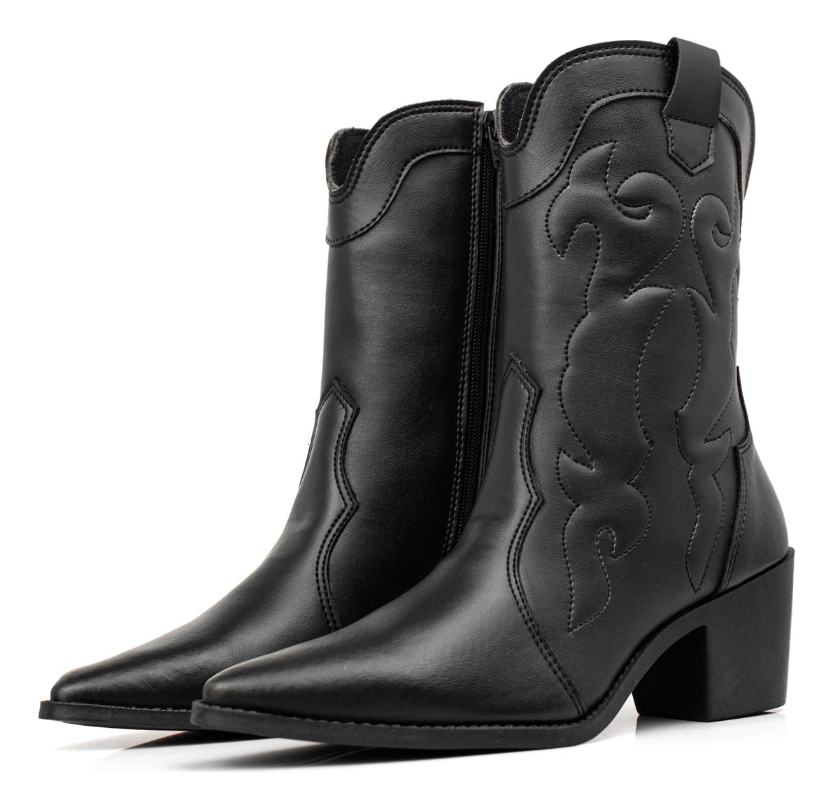 Bota Feminina Cano Médio Leve Texana Bico Fino Moda Inverno