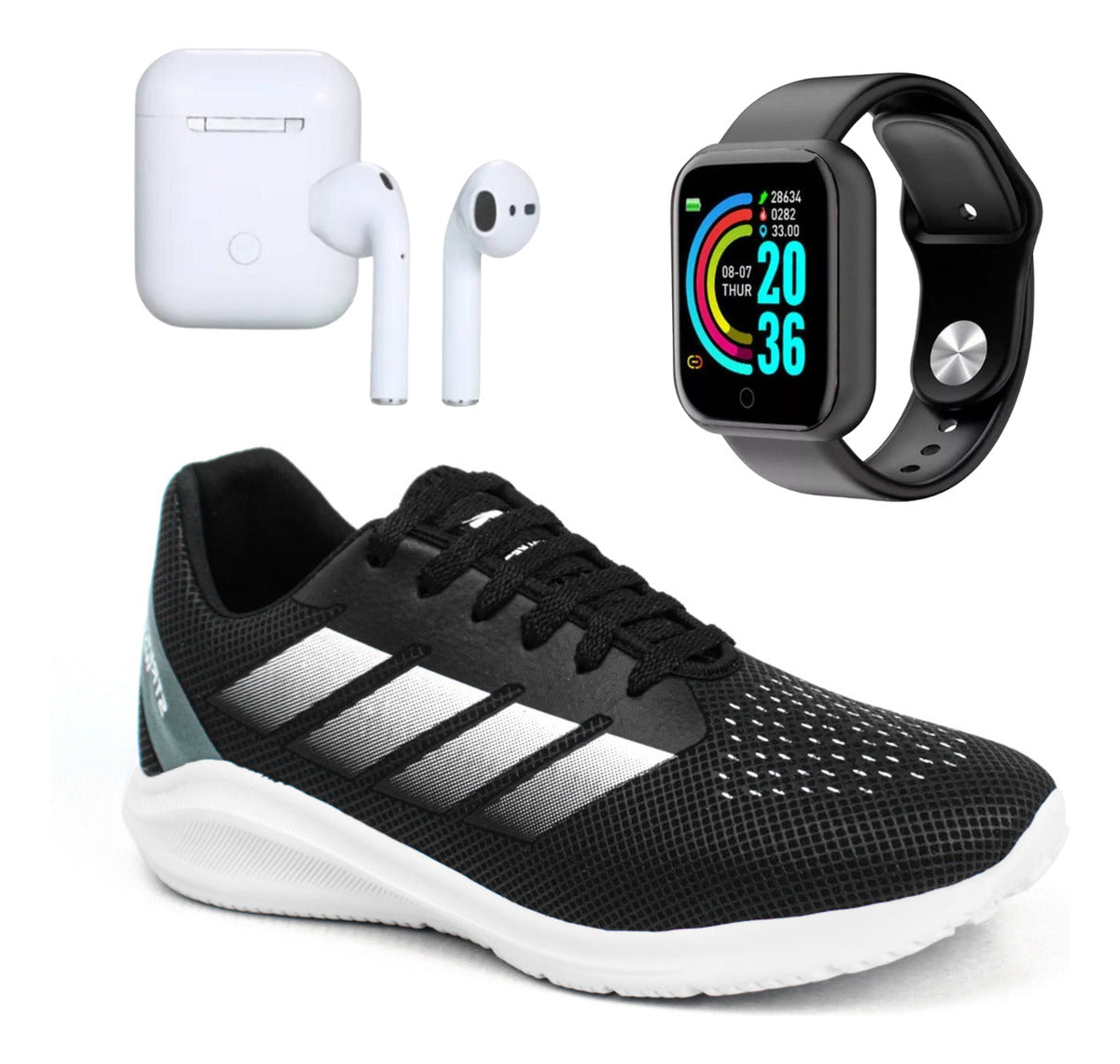 Kit Tênis Masculino + Fone Bluetooth + Relógio Inteligente