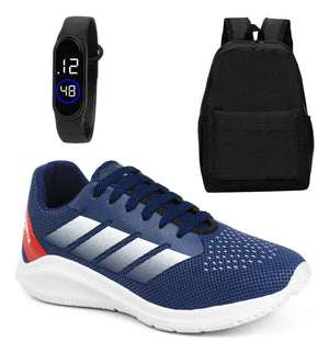 Kit Tênis Masculino + Mochila Casual + Relógio Moderno