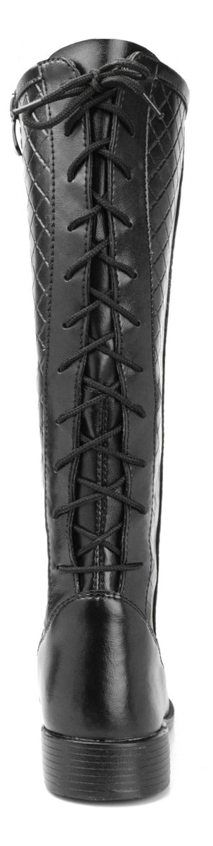 Bota Cano Alto Estilo Montaria Couro Sintetico