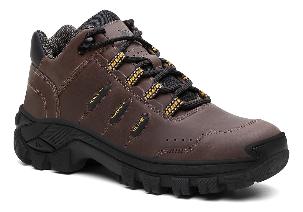 Coturno Tênis Masculino Em Couro Genuíno Biqueira Pvc C/ C.a