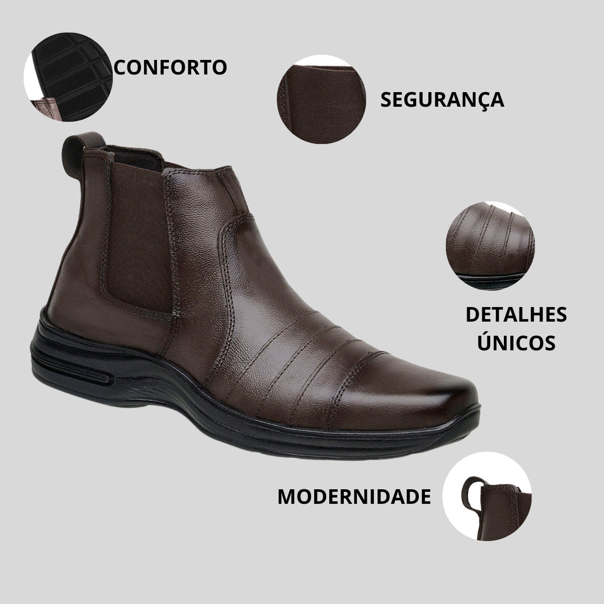 Kit Botina Masculina Couro Legítimo+relógio+carteira+cinto