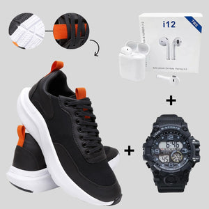 Kit Tênis Masculino Caminhada + Relógio + Fone Bluetooth