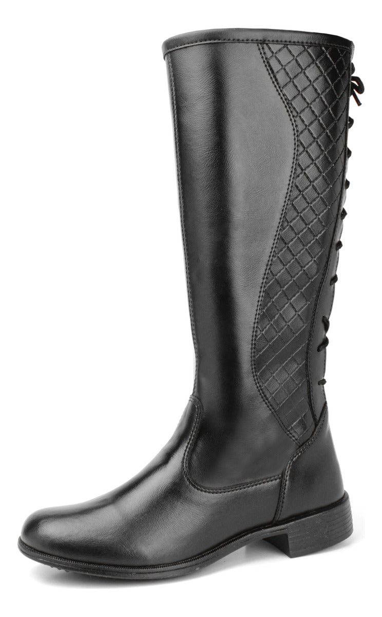 Bota Cano Alto Estilo Montaria Couro Sintetico