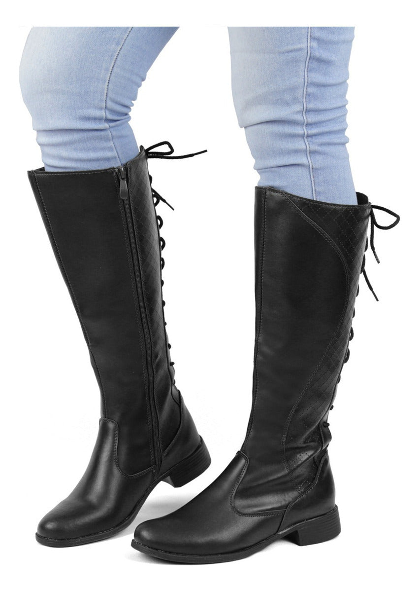 Bota Feminina Cano Longo Montaria Confortável Casual