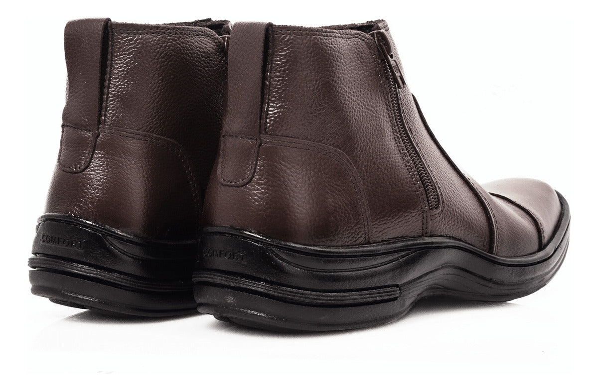 Botina Masculina Conforto Bota Couro Legítimo Leve Macia