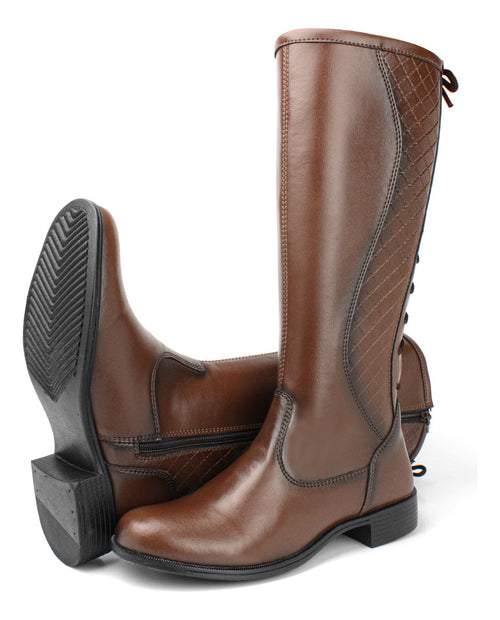 Bota Cano Alto Estilo Montaria Couro Sintetico