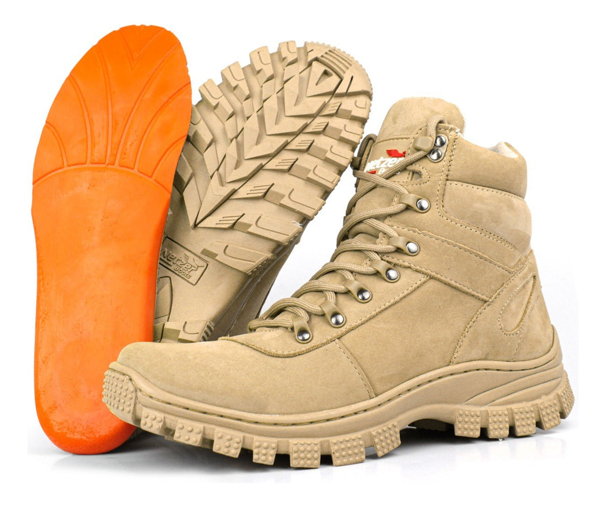 Bota Coturno Masculino Militar Adventure Couro Conforto