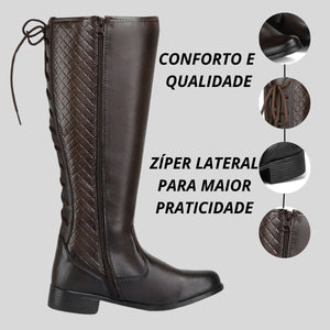 Bota Feminina Cano Longo Montaria Confortável Casual