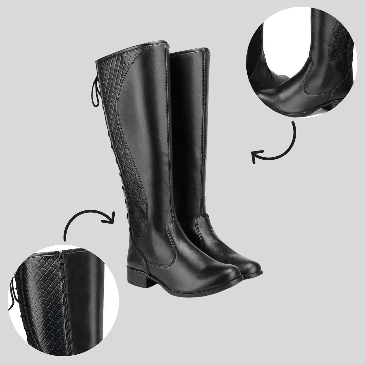 Bota Feminina Cano Longo Montaria Confortável Casual