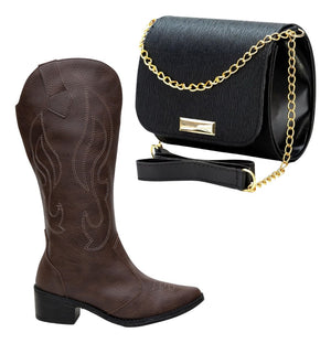 Kit Bota Feminina Country Moderna + Bolsa Porta Celular