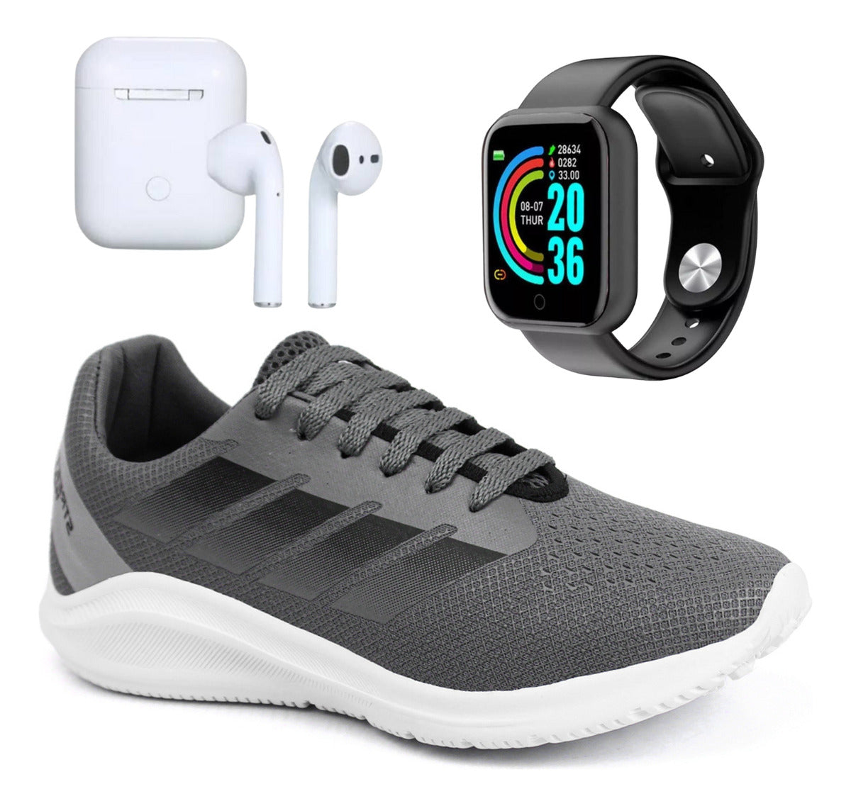 Kit Tênis Masculino + Fone Bluetooth + Relógio Inteligente