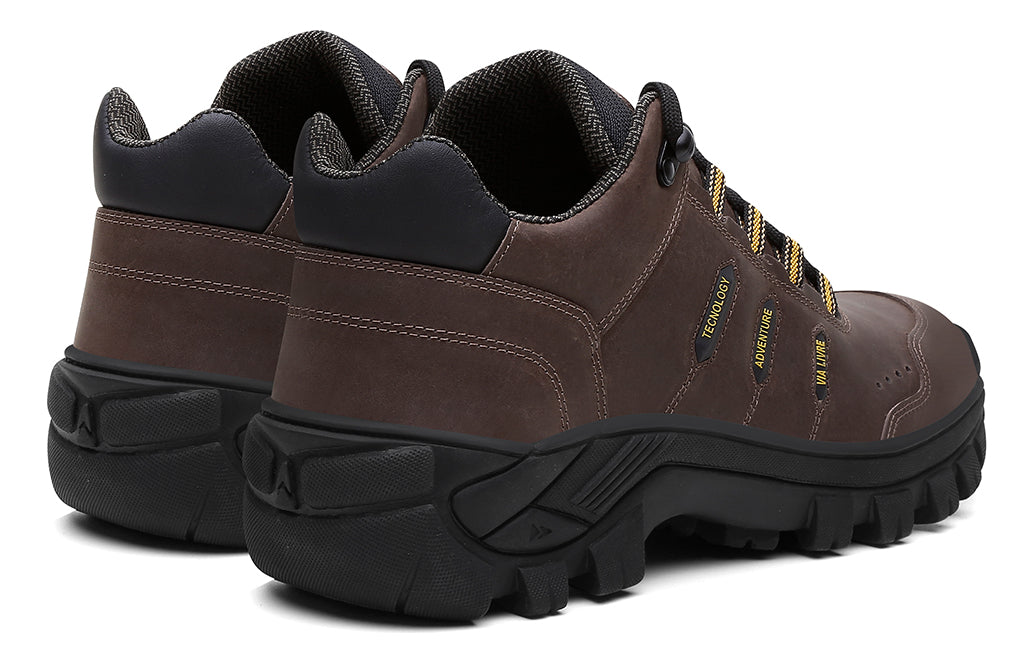 Coturno Tênis Masculino Em Couro Genuíno Biqueira Pvc C/ C.a