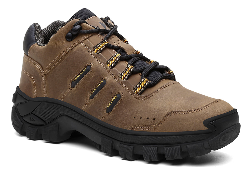 Coturno Tênis Masculino Em Couro Genuíno Biqueira Pvc C/ C.a