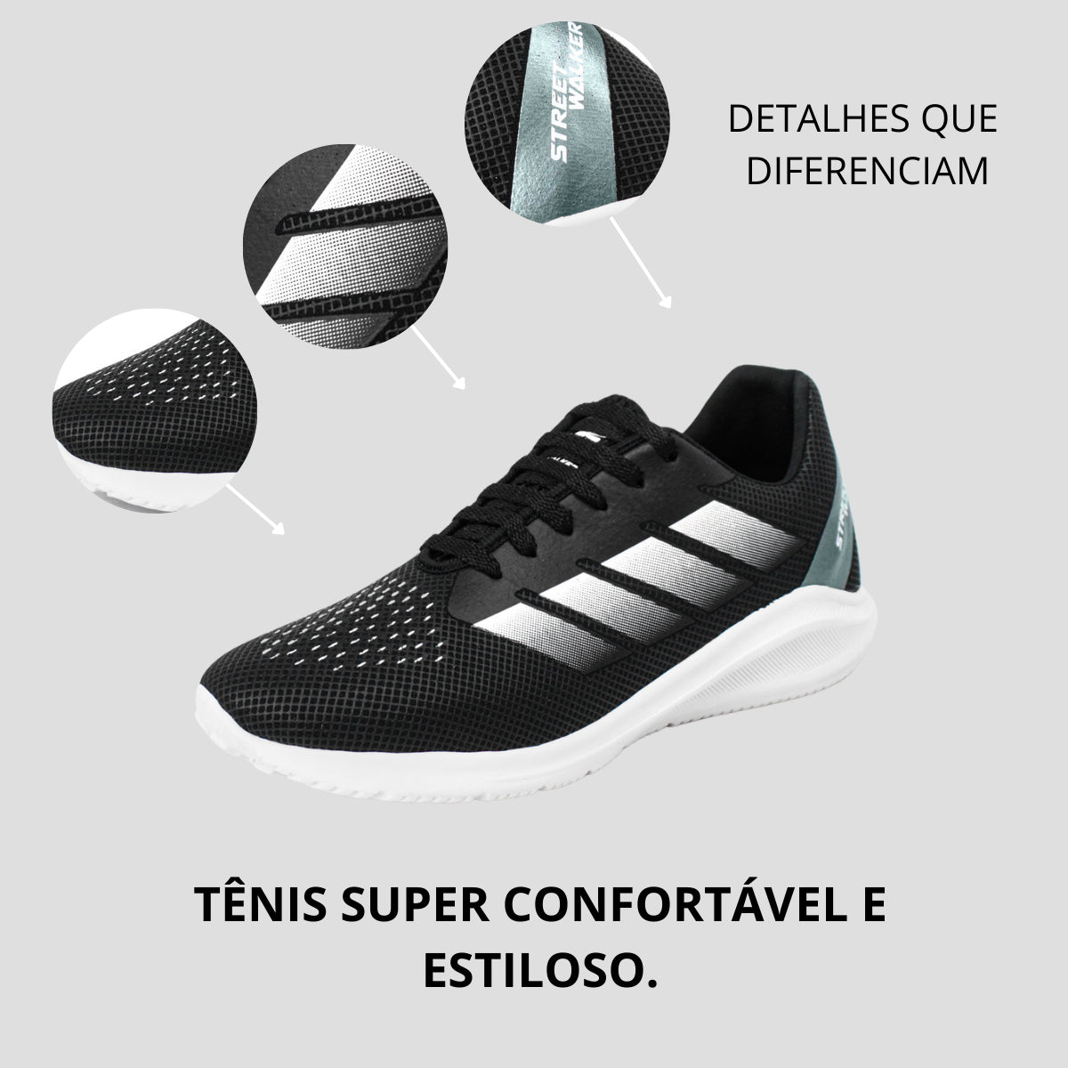 Kit Tênis Masculino + Fone Bluetooth + Relógio Inteligente