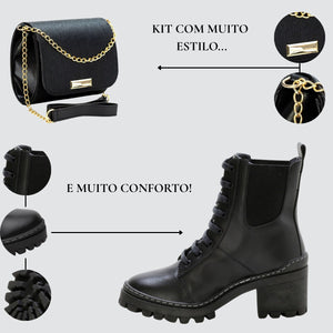 Kit Coturno Feminino Moderno + Bolsa Porta Celular Estilosa