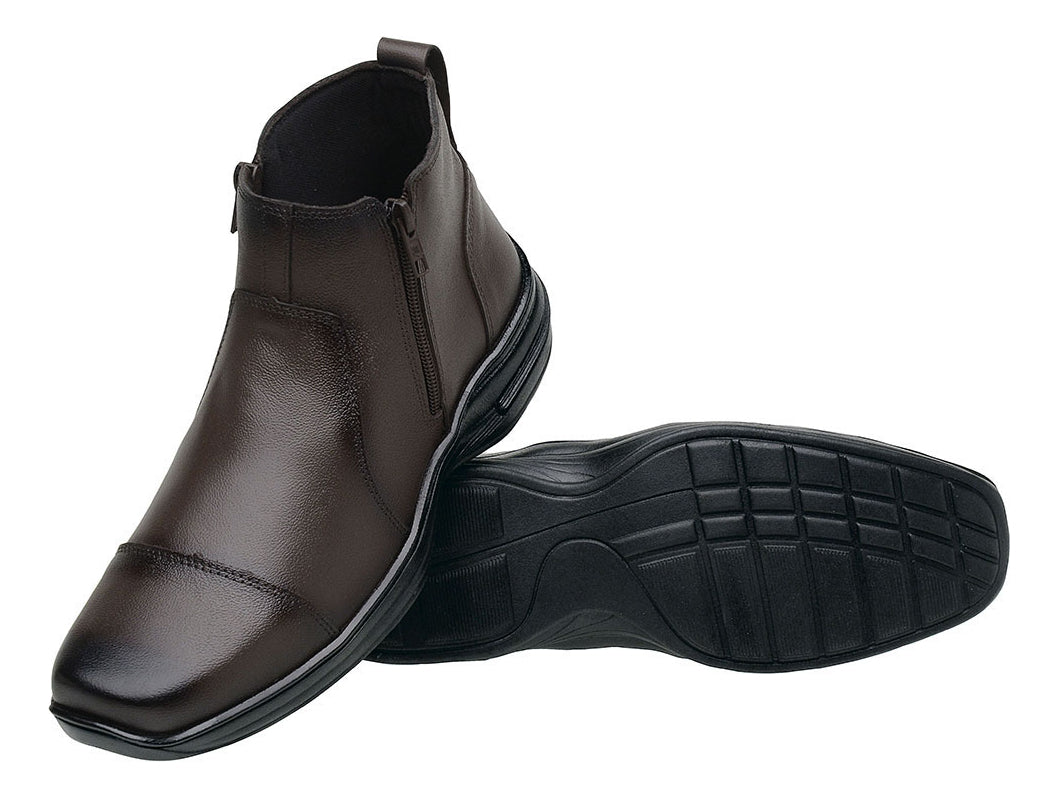 Botina Masculina Conforto Bota Couro Legítimo Leve Macia