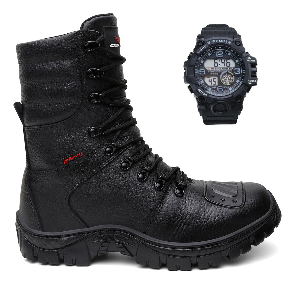 Bota Coturno Militar Couro Legitimo Solado Antiderrapante