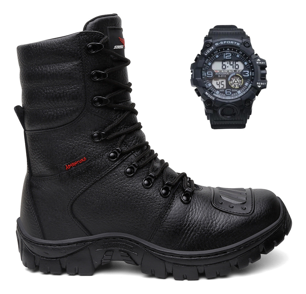 Bota Coturno Militar Couro Legitimo Solado Antiderrapante