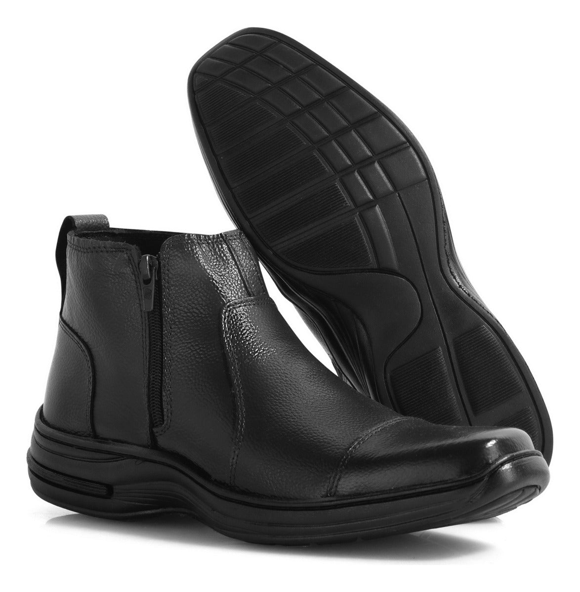 Botina Masculina Fechamento Lateral Moderno Comfort Couro