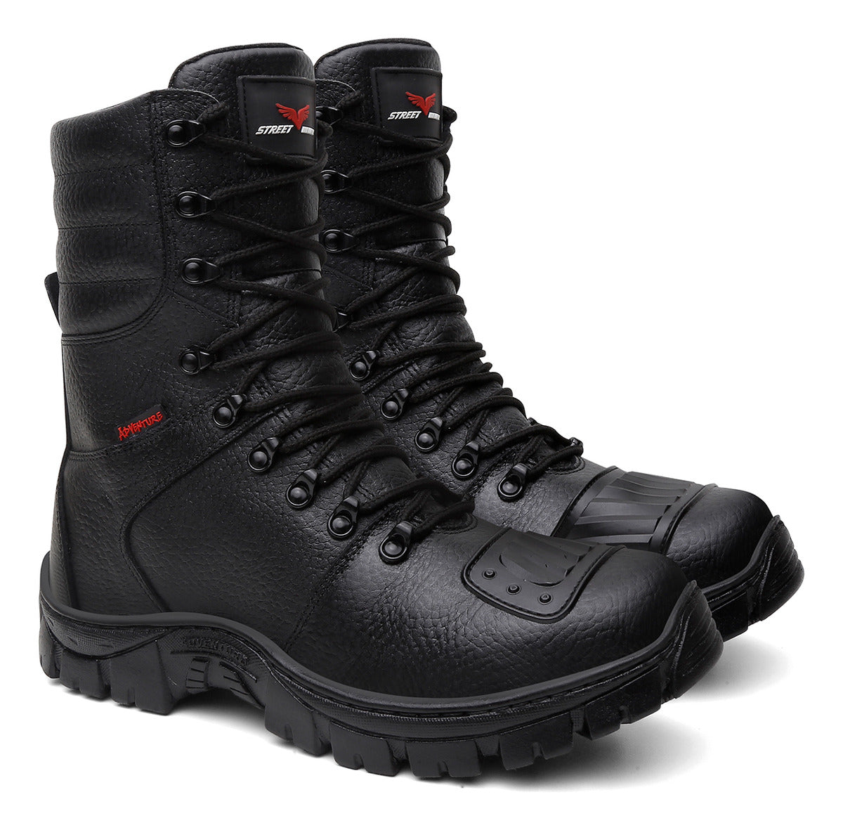 Bota Coturno Militar Couro Solado Antiderrapante + Relógio