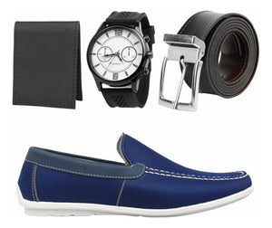 Kit Sapato Masculino Casual + Relógio + Cinto + Carteira