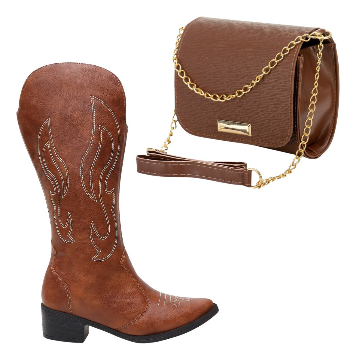 Kit Bota Feminina Country Moderna + Bolsa Porta Celular
