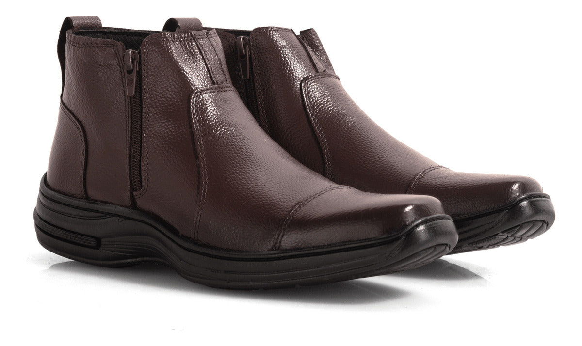 Botina Masculina Conforto Bota Couro Legítimo Leve Macia