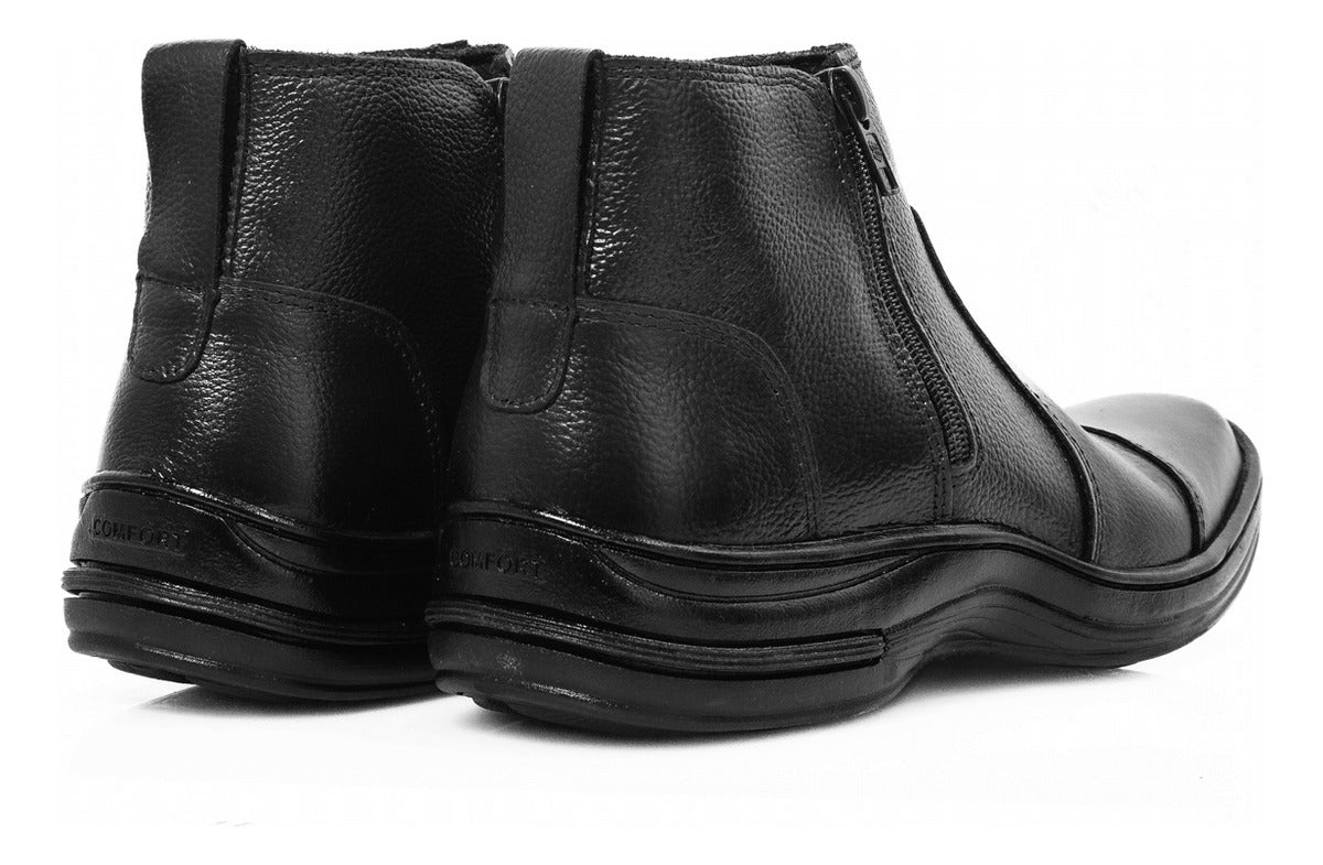 Botina Masculina Conforto Bota Couro Legítimo Leve Macia