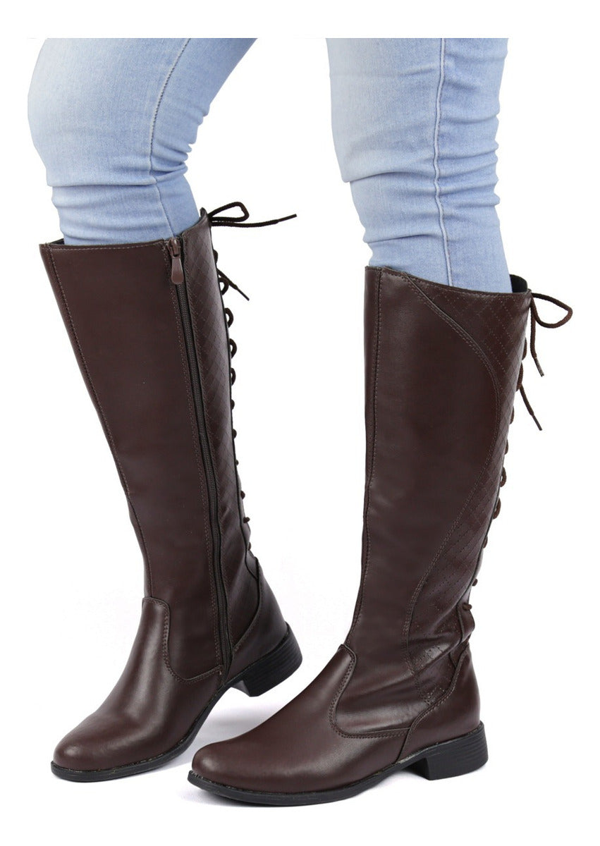 Bota Feminina Cano Longo Montaria Confortável Casual
