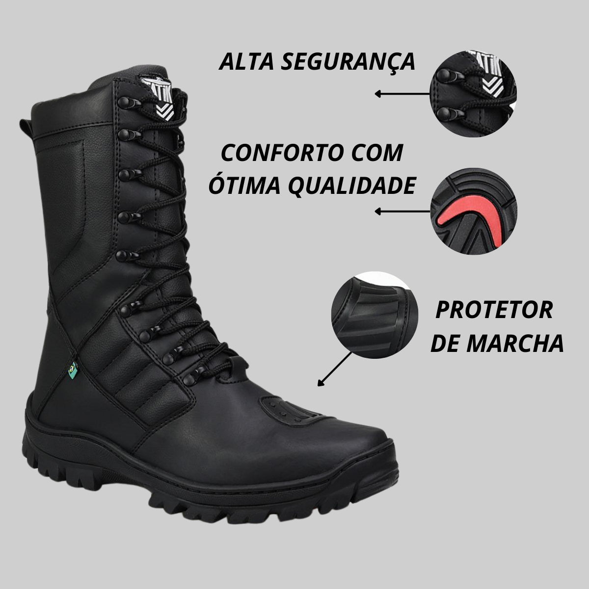 Bota Masculina Coturno Samu Pm Segurança Tático Militar