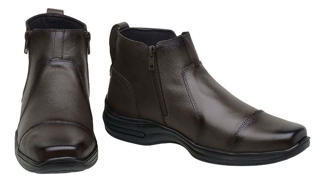 Botina Masculina Conforto Bota Couro Legítimo Leve Macia