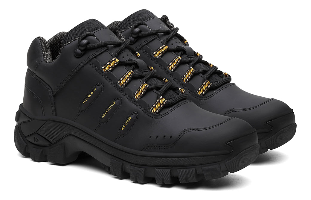 Coturno Tênis Masculino Em Couro Genuíno Biqueira Pvc C/ C.a