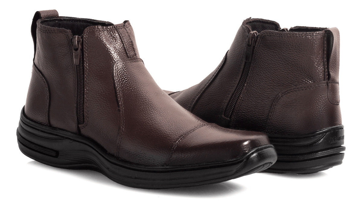 Botina Masculina Conforto Bota Couro Legítimo Leve Macia