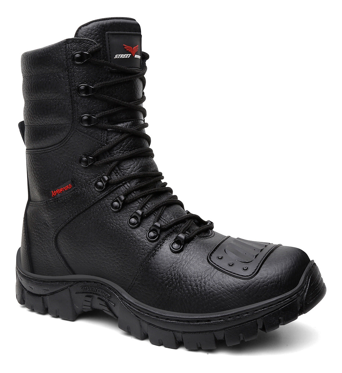 Bota Coturno Militar Couro Solado Antiderrapante + Relógio