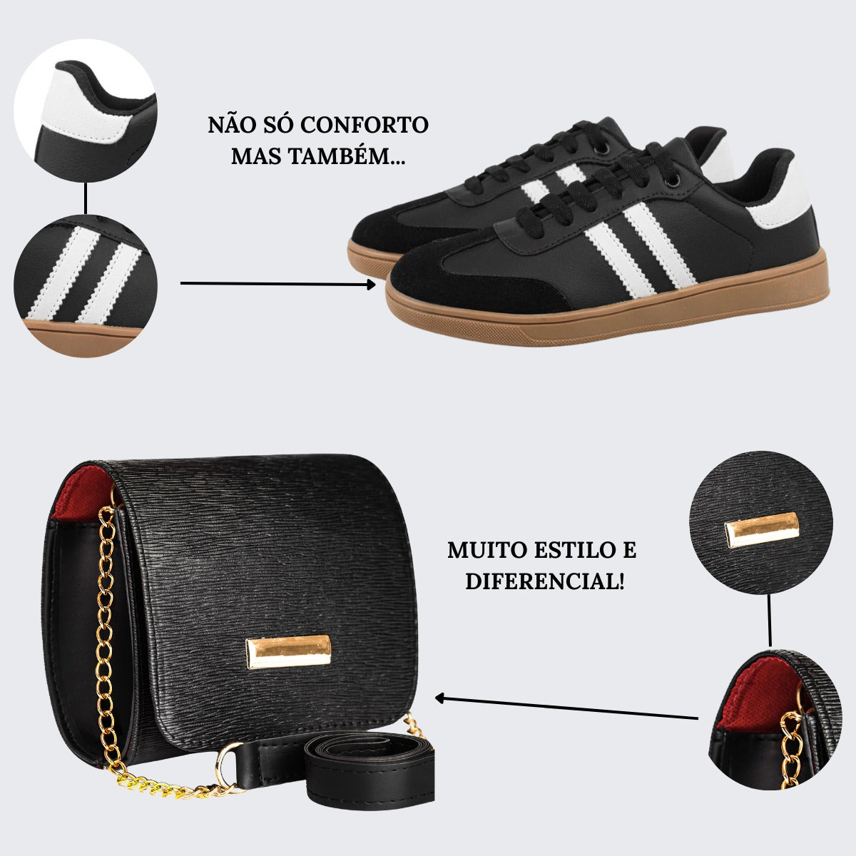 Kit Tênis Feminino Casual + Bolsa Porta Celular Prática