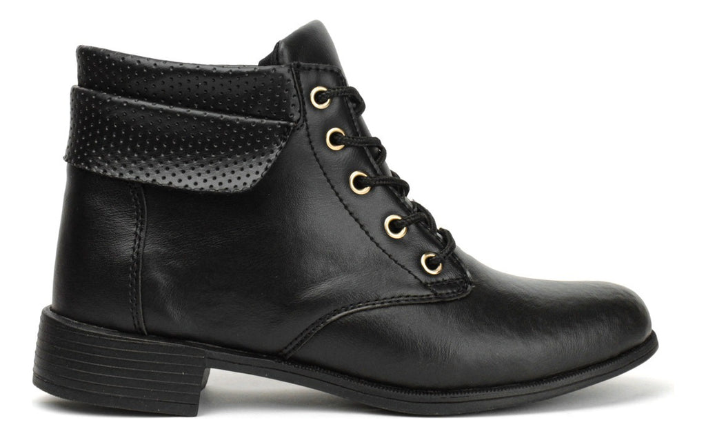 Bota De Amarrar Botinha Feminina Bico Redondo Tendência 2025
