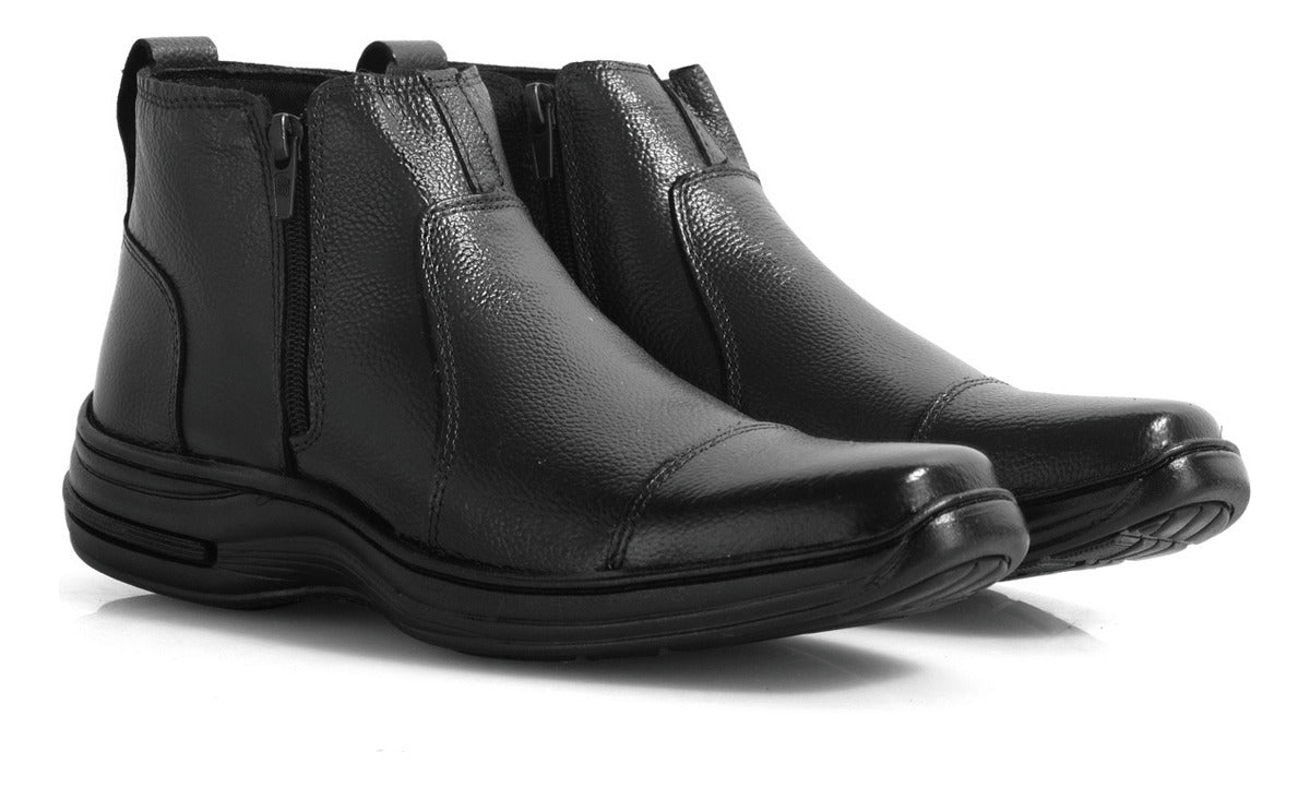 Botina Masculina Conforto Bota Couro Legítimo Leve Macia