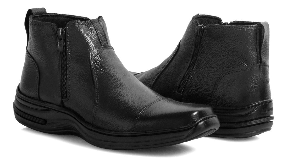 Botina Masculina Conforto Bota Couro Legítimo Leve Macia