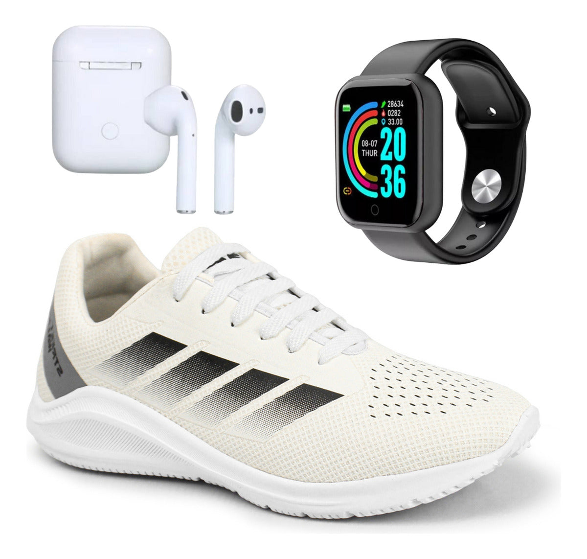 Kit Tênis Masculino + Fone Bluetooth + Relógio Inteligente