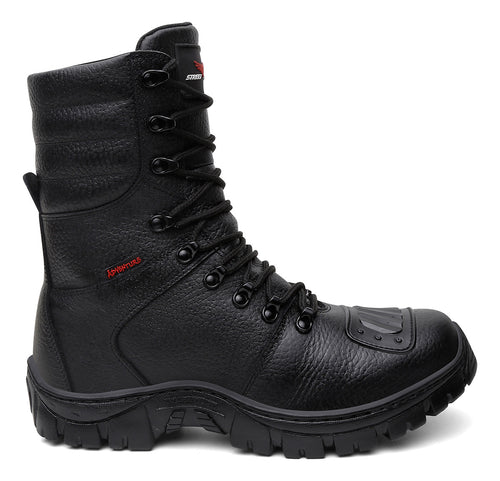 Bota Coturno Militar Couro Legitimo Solado Antiderrapante